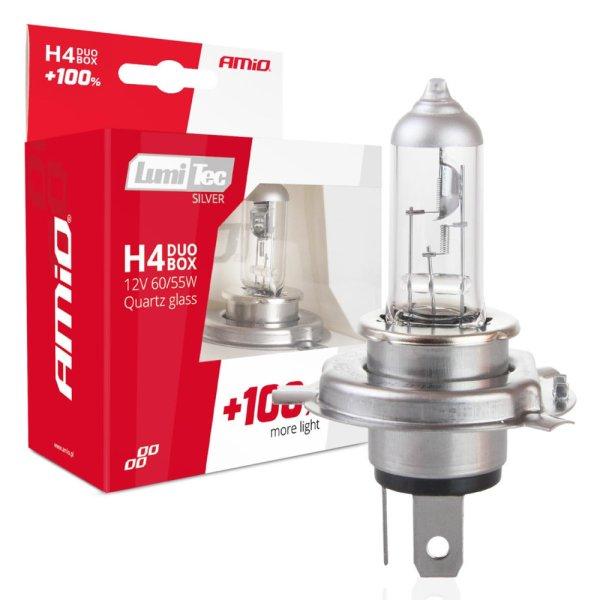 Amio Halogén Izzók H4 12V 60/55W LumiTec SILVER +100% DUO