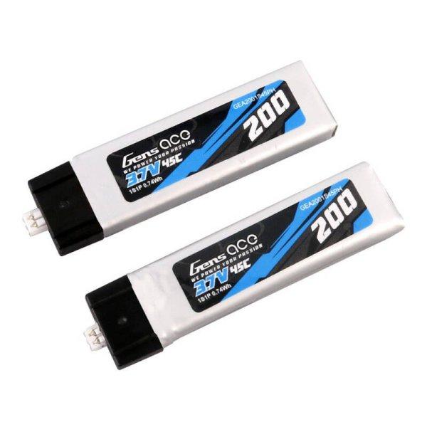 Gens ace 200mAh 3.7V 45C 1S1P Lipo Battery (2pcs)