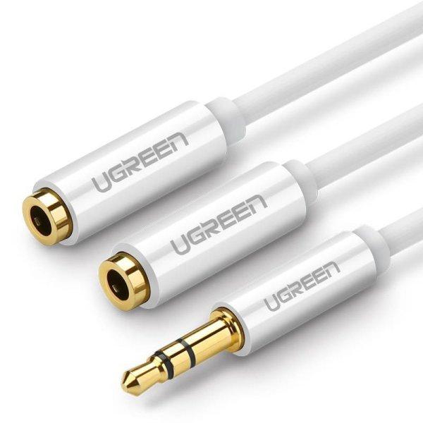 UGREEN AV123 AUX audio elosztó 3,5 mm-es jack kábel, 20 cm (fehér)