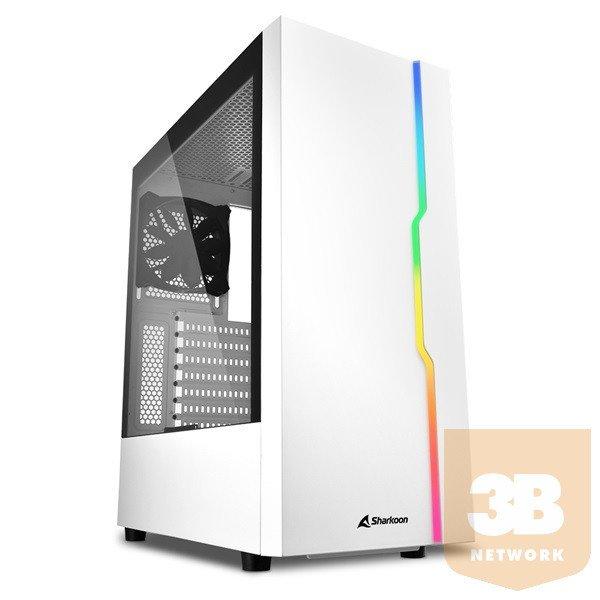 Sharkoon Számítógépház - RGB Slider White (fehér; üveg oldal; alsó táp;
ATX; 6x120mm; 2xUSB3.0; 1xUSB2.0; I/O)