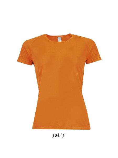 Női raglános rövid ujjú sport póló, SOL'S SO01159, Neon Orange-L