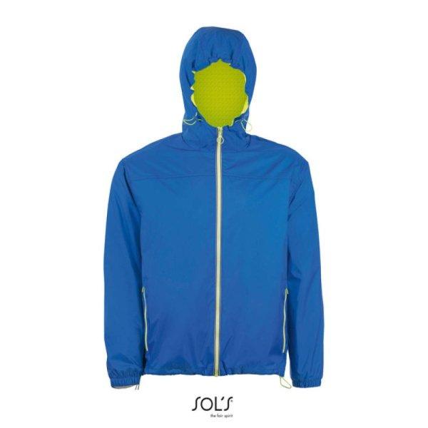 Uniszex kapucnis bélelt széldzseki, SOL'S SO01171, Royal Blue/Neon Gold-M