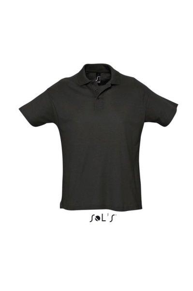 Férfi SUMMER II rövid ujjú galléros piké pamut póló, SOL'S SO11342,
Black-XS