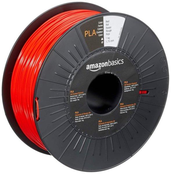 Amazon Basics 3D nyomtatószál, (PLA), 1,75 mm, 1 kg orsó piros/fekete