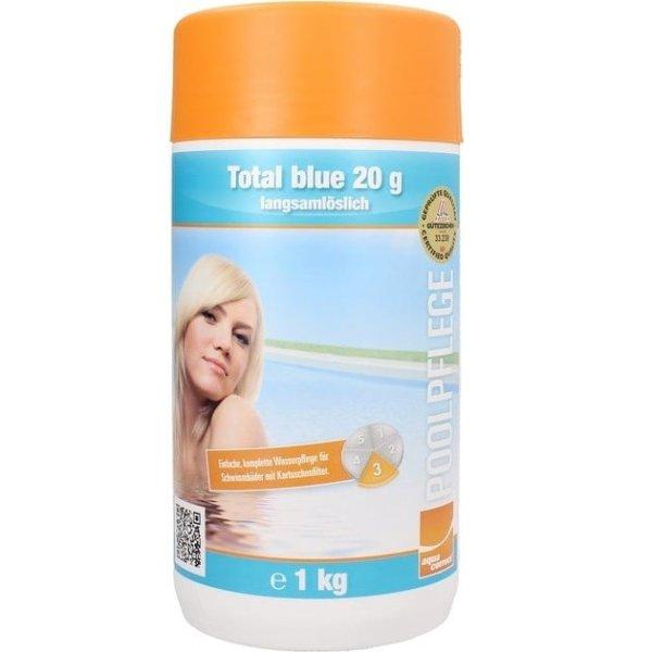 Aqua Perfect Total Blue (20 gr) 1kg, 3in1 multi tabletta - tisztító és
ápoló termék a víztisztításhoz