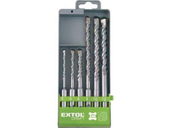 EXTOL CRAFT betonfúró klt. SDS PLUS, 6db; 110mm 5,6,8, 160mm 8,10,12, műanyag
tartóban