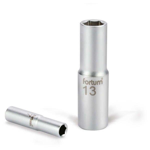 FORTUM dugófej, hosszított, 1/2', 19mm, 61CrV5, mattkróm, 77mm hosszú
FORTUM