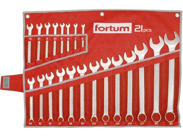 FORTUM csillag-villás kulcs klt. 21db, 6-32mm 61CrV5, mattkróm