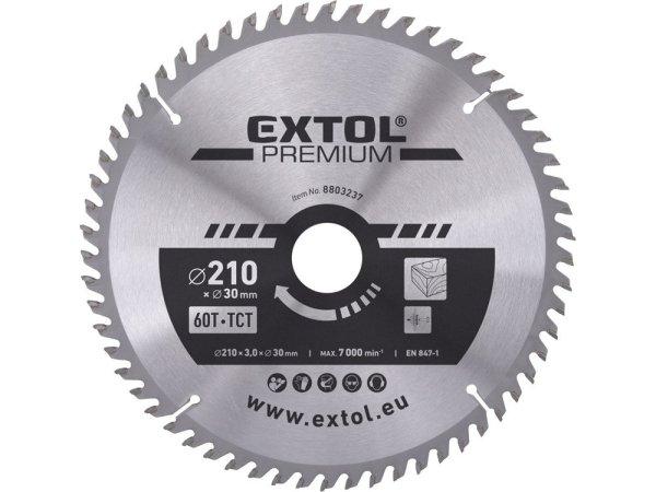 EXTOL PREMIUM körfűrészlap, keményfémlapkás, 250×30mm(lyuk átm), T40;
3,2mm lapkaszélesség, max. 6500 ford/perc