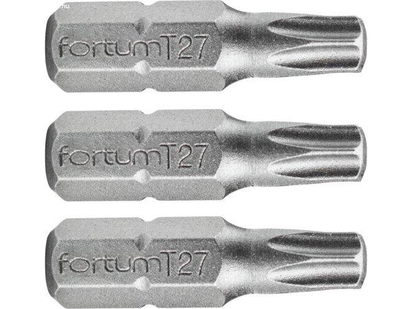 FORTUM behajtóhegy TORX, 3 db, S2 acél; T 27×25mm, bliszteren