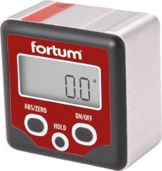 FORTUM digitális szögmérő, mérési tartomány: ±180° (0°-360°),
pontoság: ±0,1°, felbontás: 0,1° FORTUM