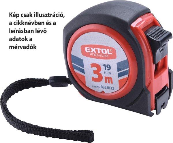 EXTOL PREMIUM mérőszalag, gumírozott, 1 stoppos, 3m×19mm