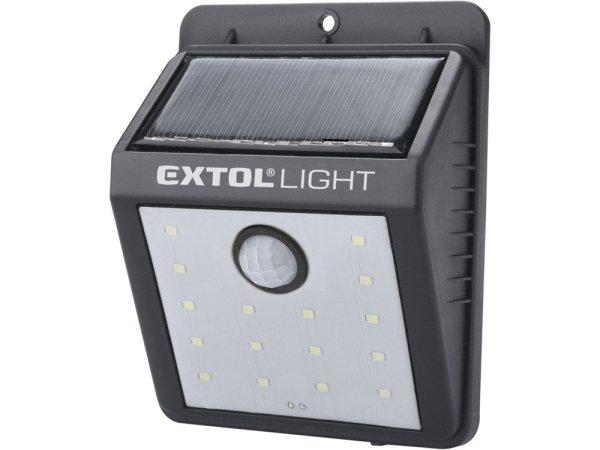 EXTOL LIGHT éjszakai készenléti LED lámpa, 0,4W, 16 LED; 120 Lm,
napelem+szenzor, Li-ion akkus, 1200 mAh, falra szerelhető