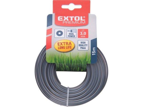 EXTOL PREMIUM damil szegélynyíró géphez 2,0 mm, kör keresztmetszetű,
fekete közép/dual power, 15m