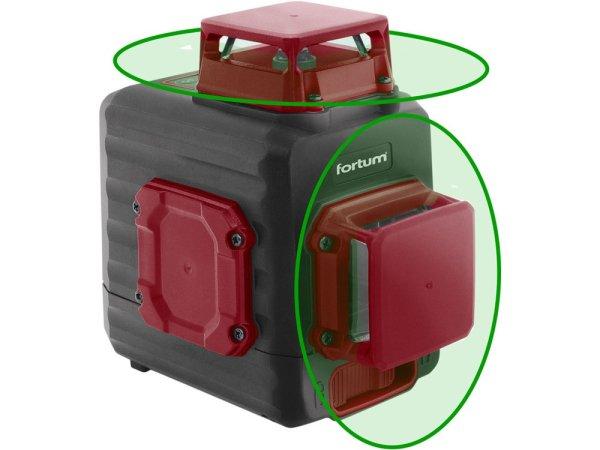 FORTUM automatikus lézeres vízszintező, ZÖLD, 2D (2×360°) pontosság:
0,3mm/1m, 1/4" és 5/8" menet