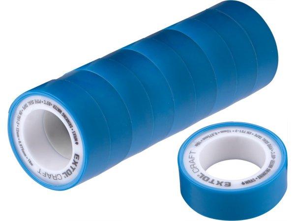 EXTOL CRAFT tömítő szalag klt., teflon, 10 db, (PTFE), 0,075×12mm×10m, EN
751-3, WRAS, ivóvízhez