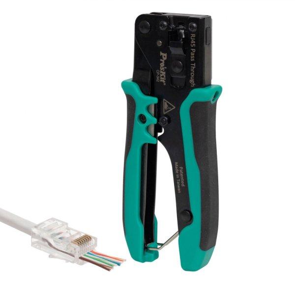 Home CP-342 UTP-RJ45-8P8C gyorskrimpelő fogó, nyitott végű dugókhoz,
biztonsági zár, gyors