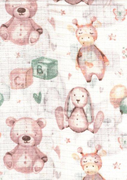 Mintás textil pelenka 1db-os - Nyuszi, zsiráf, maci
