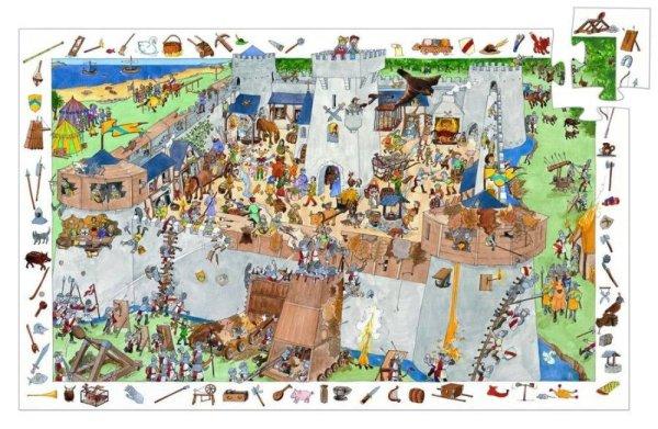 A csaták, 100 db-os megfigyelő puzzle - Fortified castle - 100 pcs - Djeco