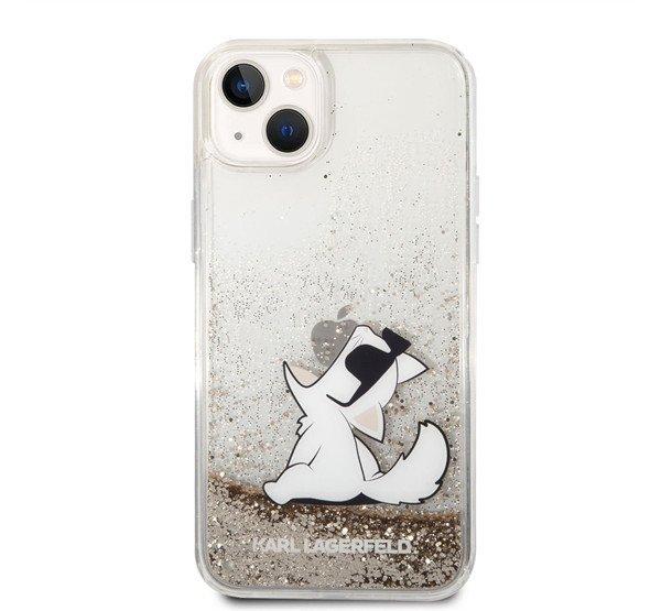 Karl Lagerfeld Liquid Glitter Choupette Eat hátlap tok Apple iPhone 14 Plus,
arany