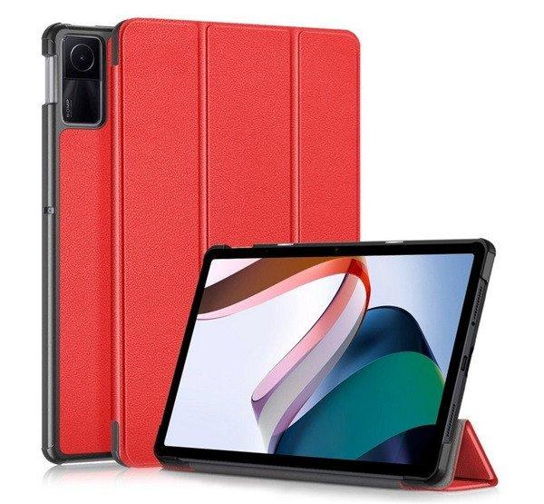 Tok álló, bőr hatású (aktív FLIP, oldalra nyíló, TRIFOLD, asztali
tartó) PIROS Xiaomi Redmi Pad SE