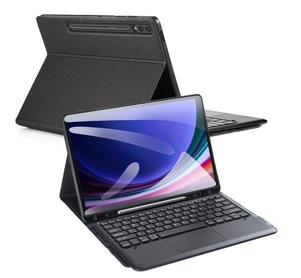 DUX DUCIS tok álló, bőr hatású (FLIP, bluetooth billentyűzet, asztali
tartó, QWERTY, angol nyelvű, ceruza tartó) FEKETE Samsung Galaxy Tab S10 Plus
LTE (SM-X826B), Galaxy Tab S10 Plus WIFI (S