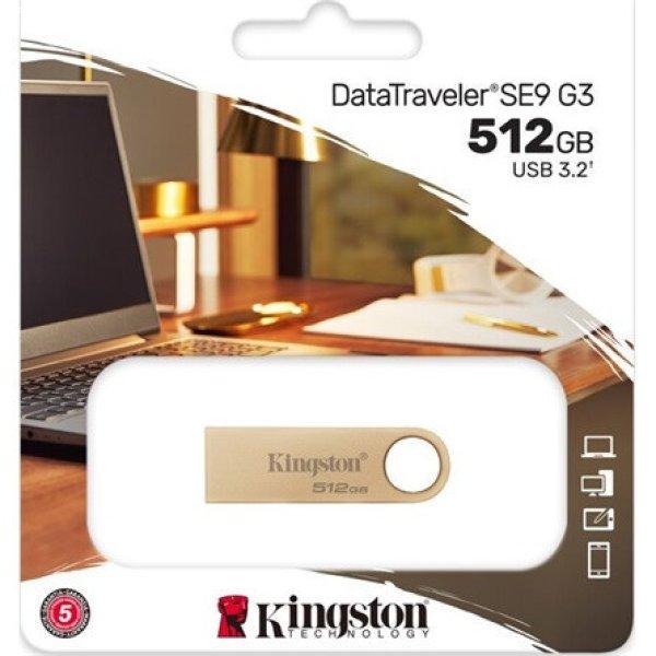 Kingston 512GB DataTraveler SE9 G3 USB-A 3.2 Gen 1 pendrive arany