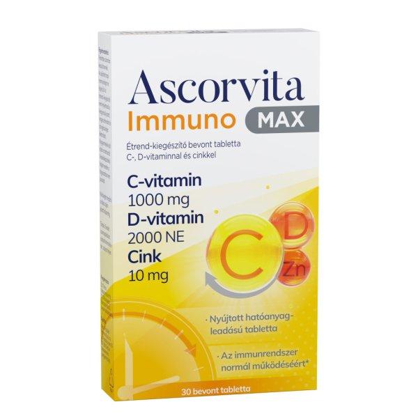 Ascorvita immuno max étrend-kiegészítő bevont tabletta c-, d-vitaminnal és
cinkkel 30 db