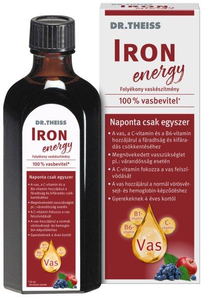 Dr.Theiss iron energy folyékony étrend-kiegészítő vassal és vitaminokkal,
édesítőszerrel 250 ml