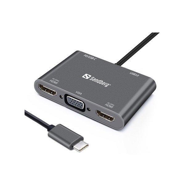 SANDBERG 136-35 sandberg notebook dokkoló - usb-c dock (usb-c bemenet;
2xhdmi+usb-a3.0+1xvga kimenet)