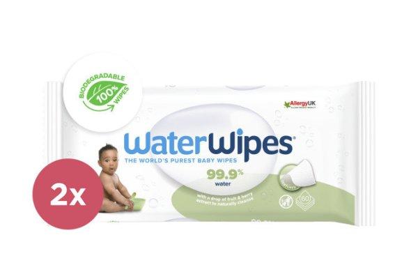 WATERWIPES Soapberry Nedves törlőkendők, műanyagmentes 2x60 db (120 db)