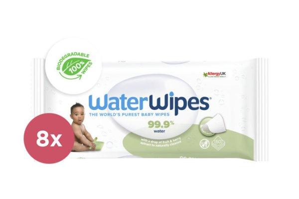 WATERWIPES Soapberry Nedves törlőkendők, műanyagmentes 8x60 db (480 db)