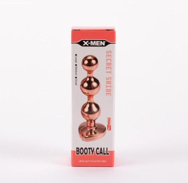 X-MEN Secret Shine Booty Call L - Fém anál plug L - 14 cm (Rézvörös)