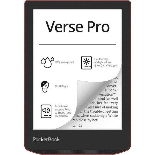 POCKETBOOK e-Reader - PB634 VERSE PRO Passion Red (6"E Ink Carta, Cpu:
1GHz,512MB,16GB,1500mAh, wifi,mSD, IPX8)