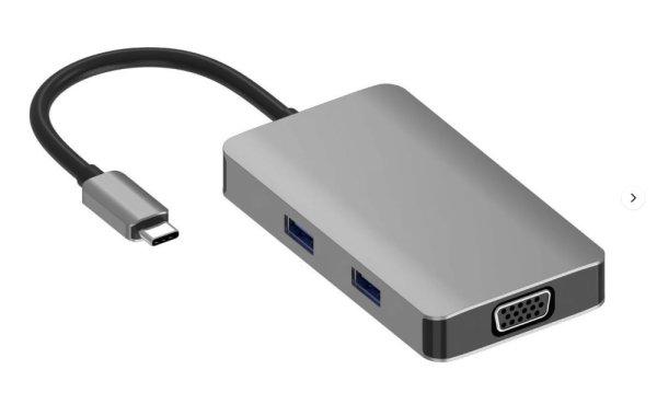 Qhou USB C -> USB 3.0, USB 2.0, VGA, SD és TF kártya,HDTV átalakító