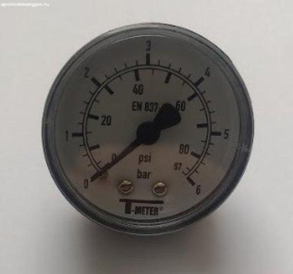 T-METER nyomásmérő hátsó csatlakozású 1/4" 0-6 bar átmérő 50 mm