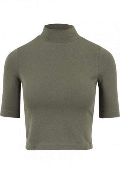 Urban Classics Ladies Cropped Turtleneck Tee olive