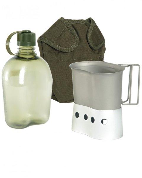 MIL-TEC US Field set Gen. II - transparent field bottle, cover, stand - kulacs
szett
