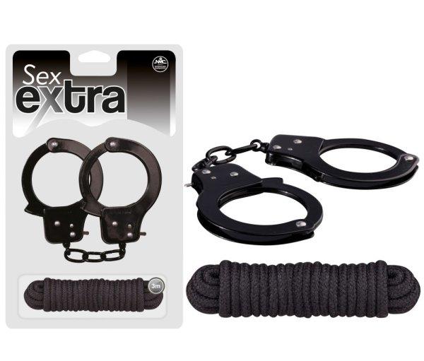 SEX EXTRA - METAL CUFFS & LOVE ROPE BLACK