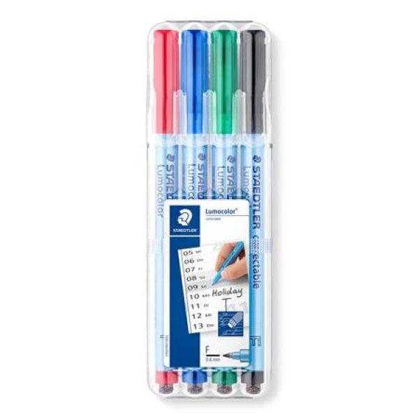 Alkoholmentes marker készlet, OHP, 0,6 mm, STAEDTLER "Lumocolor 305
F", 4 különböző szín