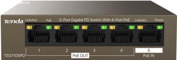 Tenda TEG1105PD 5-Port Gigabit PD Switch With 4-Port PoE Extender