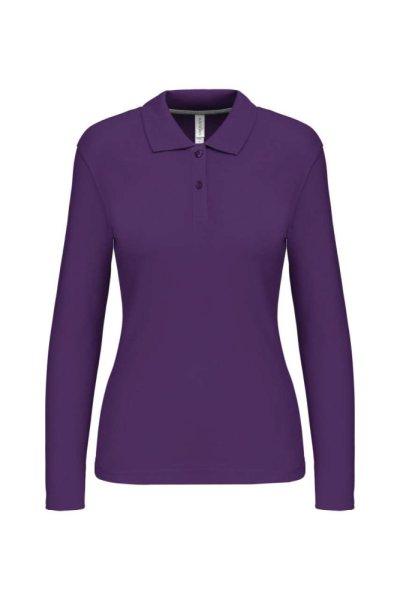 Női hosszú ujjú galléros piké póló, Kariban KA244, Purple-XL