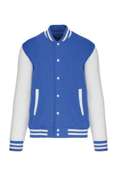 Uniszex vastag patentos pulóver, Kariban KA497, Light Royal Blue/White-M