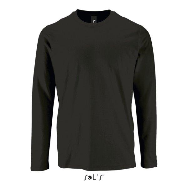 Férfi IMPERIAL hosszú ujjú környakas pamut póló, SOL'S SO02074, Deep
Black-XL