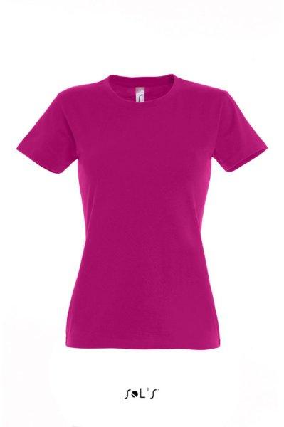 Női IMPERIAL környakú rövid ujjú pamut póló, SOL'S SO11502,
Fuchsia-2XL