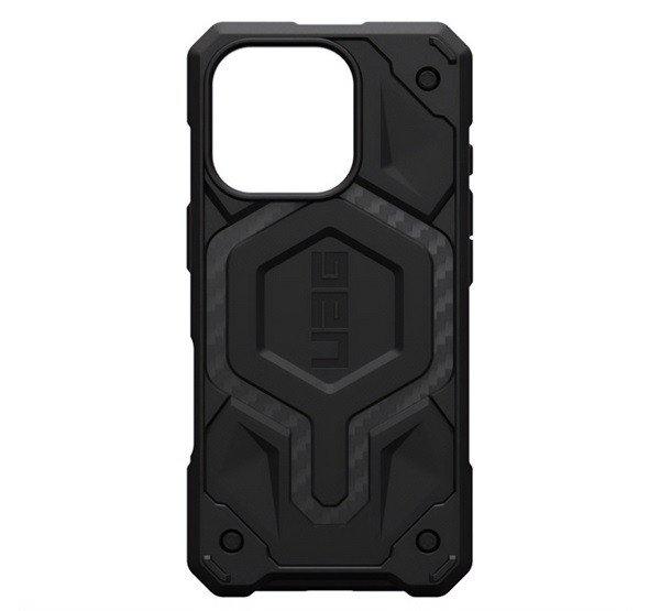 UAG MONARCH PRO szilikon telefonvédő (erős ütésállóság, karbon minta,
MagSafe) FEKETE Apple iPhone 16 Pro