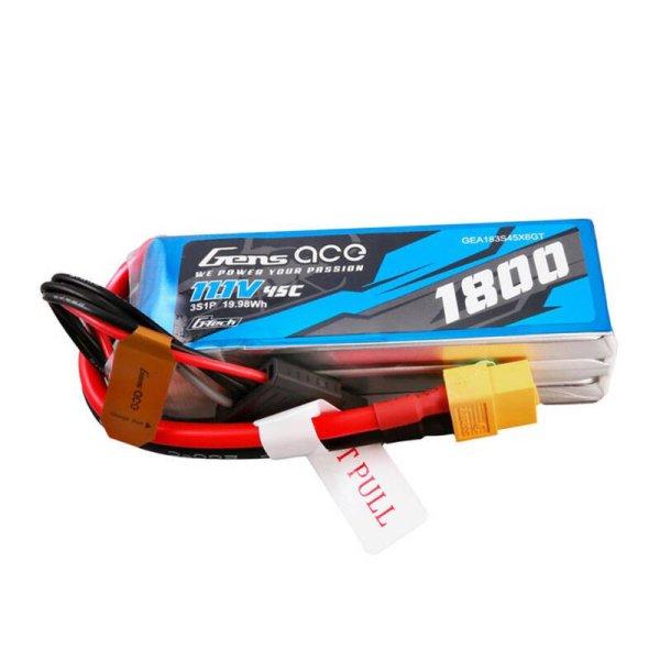 Gens ace G-Tech 1800mAh 11.1V 45C 3S1P Lipo Battery Pack with XT60 Plug