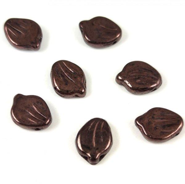 Préselt virágszirom gyöngy - Peony Petal - 9x12mm - Eggplant Bronze