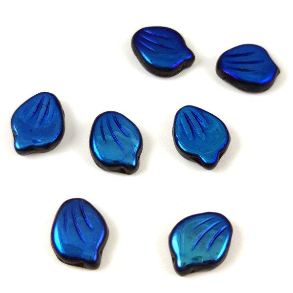 Préselt virágszirom gyöngy - Peony Petal - 9x12mm - Jet Azurro