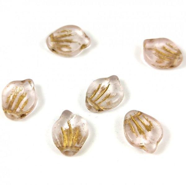 Préselt virágszirom gyöngy - Peony Petal - 9x12mm - Light Amethyst Gold